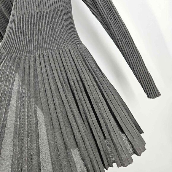 Eileen Fisher Gray Pleated Knit Long Sleeve Casual Open Front Cardigan - Picture 11 of 13